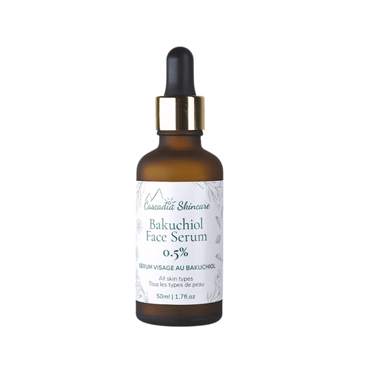 Cascadia Skincare Bakuchiol Face Serum 0.5%, 50 ml dropper bottle