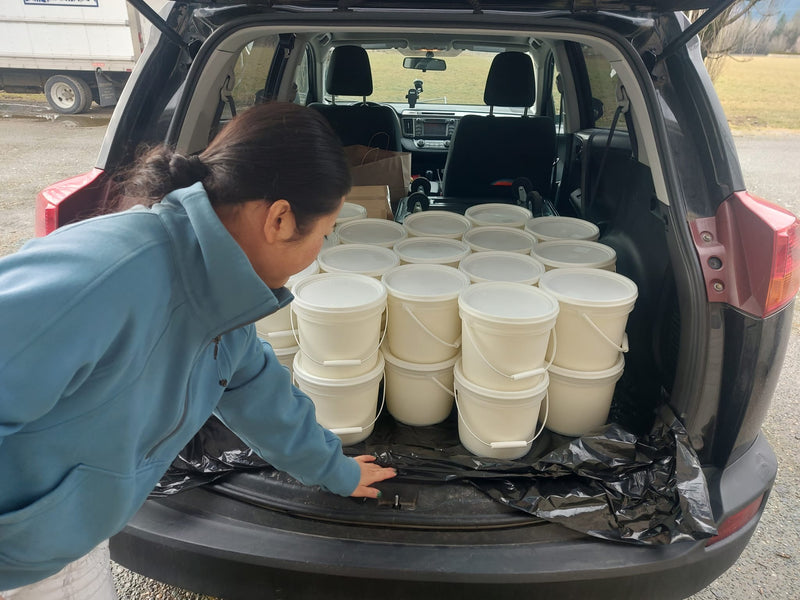 Picking up our goat milk straight from the source, Agassiz Goat Dairy!