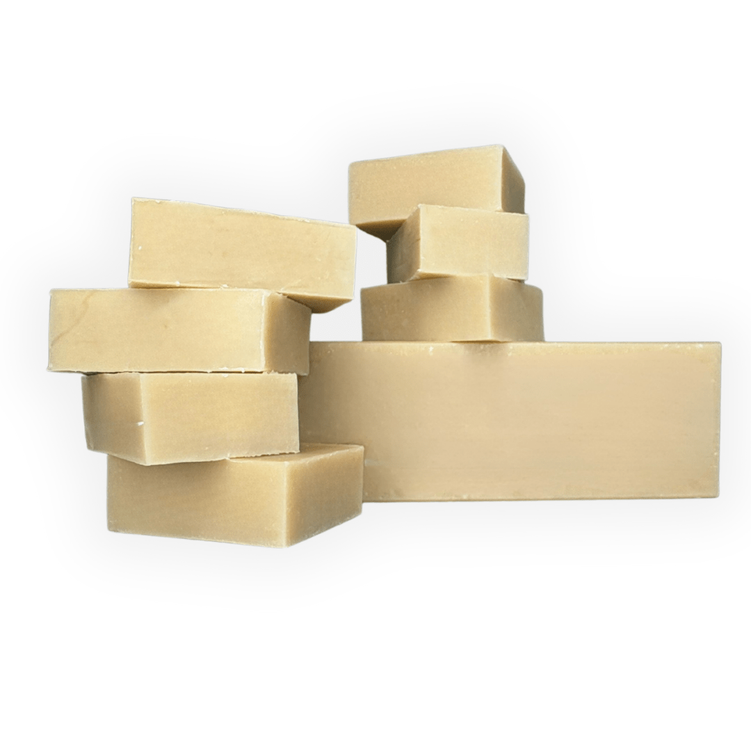 Goat Milk Soap Bars and Bulk Bar on a white background